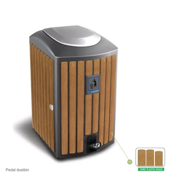 AKC Metallic Bin With Pedal and Plastic Wood Bar | 115LTR