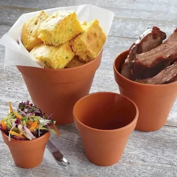 American Metalcraft, Melamine Pot, Melamine, Brown, 59 ml Capacity