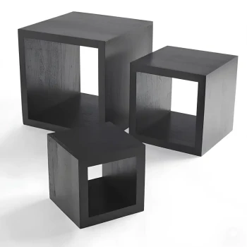 American Metalcraft, Riser Set, Wood, Black, 3-Piece Display Set