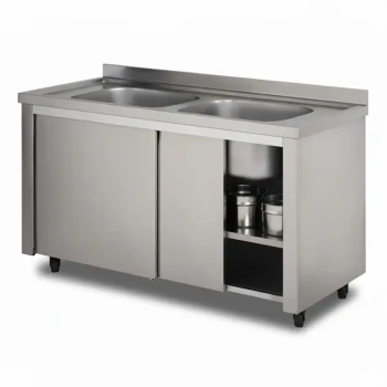 Arex, Kitchen Sink Unit, 2 Bowls, Sliding Doors, 120 cm Width, 70 cm Depth