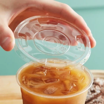 New Roots 9, 12, 16, 20 & 24 oz. PLA Compostable Plastic Cold Cup Lid with Circular Straw Slot - 800/Case