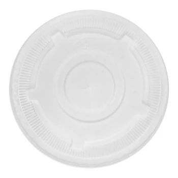 Eco-Products GreenStripe 28 and 32 oz. PLA Compostable Flat Plastic Cold Cup Lid with Straw Slot - 600/Case