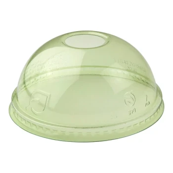Eco-Products Veridian GreenStripe 9-24 oz. Green PLA Plastic Compostable Cold Cup Dome Lid with Straw Hole - 1,000/Case