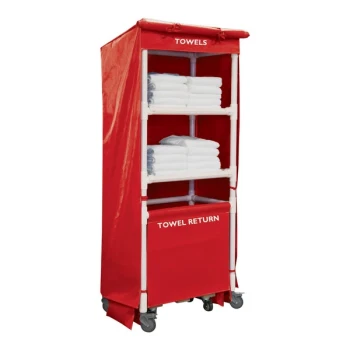 Royal Basket Trucks 42" Red Towel Station with 2 Shelves R42-RRX-TSA-4ULN