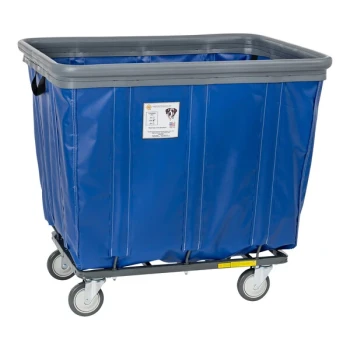 R&B Wire Products, Inc. 12 Bushel Blue Fully Sewn Vinyl Basket Truck with Bumper and Swivel Casters 412SOBC/BL