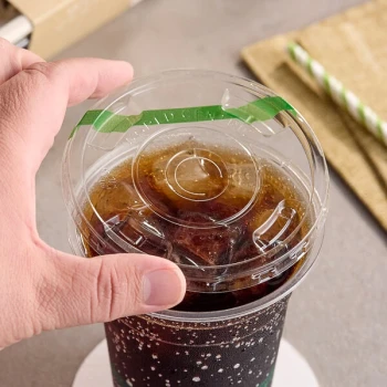 World Centric GreenLight Compliant 9Q-24 oz. PLA Plastic Compostable Cold Cup Lid with Straw Slot - 1,000/Case