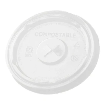 Fabri-Kal LGC12-24 Greenware 12, 16, 20, and 24 oz. Compostable Clear Plastic Lid with Straw Slot - 100/Pack