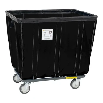 R&B Wire Products, Inc. 12 Bushel Black Fully Sewn Vinyl Basket Truck with Swivel Casters 412SOC/BLK