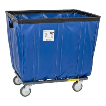 R&B Wire Products, Inc. 12 Bushel Blue Fully Sewn Vinyl Basket Truck with Swivel Casters 412SOC/BL