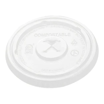 Fabri-Kal LGC12/20 Greenware 9 and 12 oz. Compostable Clear Plastic Lid with Straw Slot - 100/Pack