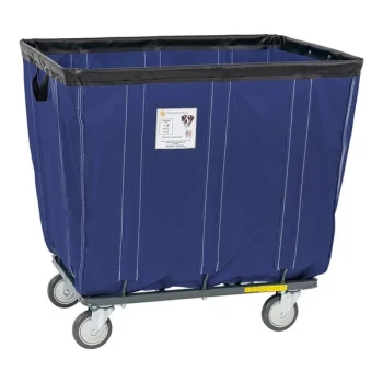 R&B Wire Products, Inc. 12 Bushel Navy Fully Sewn Vinyl Basket Truck with Swivel Casters 412SOC/NVY