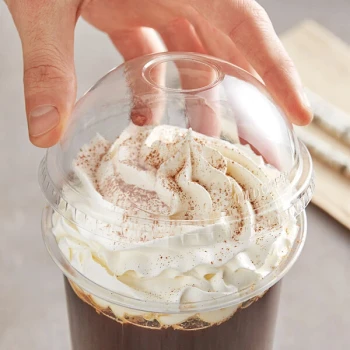 Choice 32 oz. Clear Plastic Dome Lid with Hole - 50/Pack