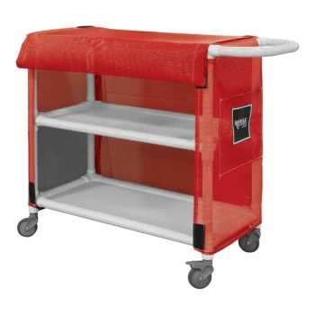 Royal Basket Trucks 24" Red PVC Linen Cart with 2 Shelves R24-RRX-L2A-3ULN