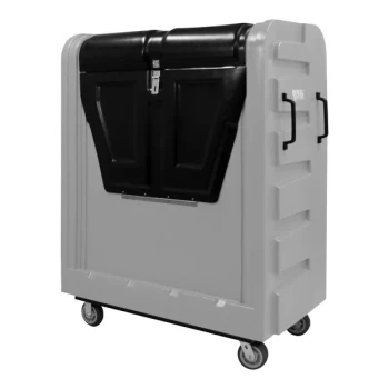 Royal Basket Trucks 48 Cu. Ft. Gray Security Poly Truck with Steel Base and 2 Rigid / 2 Swivel Casters R48-GRX-BSC-6UNN