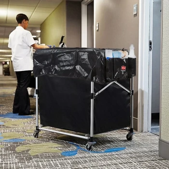 Rubbermaid® Laundry Cart, 8 Bushel Collapsible X-Cart with Large Black Cover