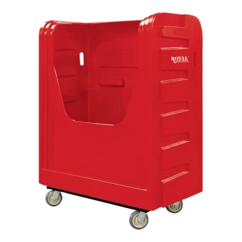 Royal Basket Trucks 48 Cu. Ft. Red Bulk Poly Truck with Steel Base and 4 Swivel Casters R48-RDX-BFA-6UNN