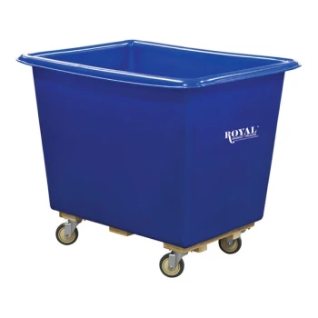 Royal Basket Trucks 10 Cu. Ft. Blue Poly Truck with Wood Base and 4 Swivel Casters R08-BLX-PTA-4UNN