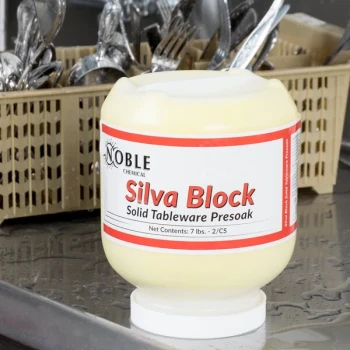 Noble Silva Block 7 lb. / 112 oz. Concentrated Solid Tableware Presoak - 2/Case
