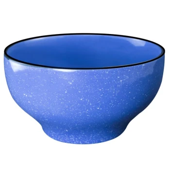 International Tableware Campfire 16 oz. Speckle Ocean Blue Stoneware Footed Bowl - 24/Case