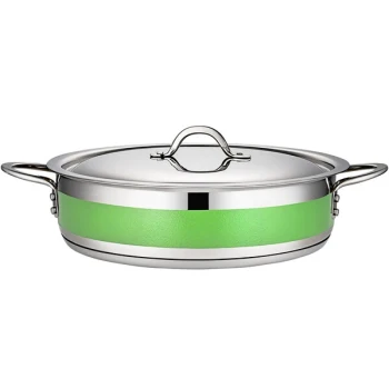 Bon Chef Country French X 6 Qt. Lime Green Stainless Steel Brazier Pot - 71030-CF2-L