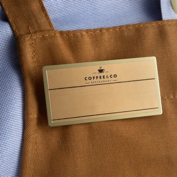 Cawley 1 1/2" x 3" Customizable Gold Economy Metal Rectangle Nametag