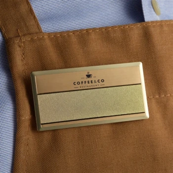 Cawley 1 1/2" x 3" Customizable Gold Premium Metal Rectangle Nametag