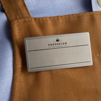Cawley 1 1/2" x 3" Customizable Silver Economy Metal Rectangle Nametag