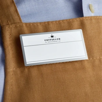 Cawley 1 1/2" x 3" Customizable White Economy Metal Rectangle Nametag