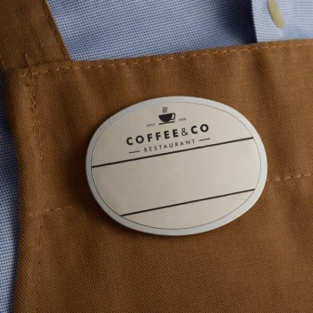 Cawley 1 3/4" x 2 1/2" Customizable Silver Economy Metal Oval Nametag