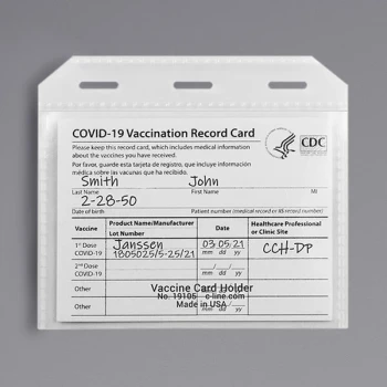 C-Line Products 19105 4" x 3" Clear COVID-19 Vaccine Card Holder - 5/Pack