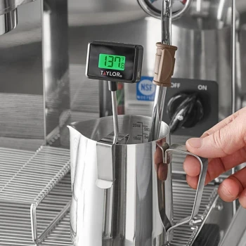 Taylor 6 1/2" Digital Hot Beverage / Frothing Thermocouple Thermometer 0-220 Degrees Fahrenheit 5286344