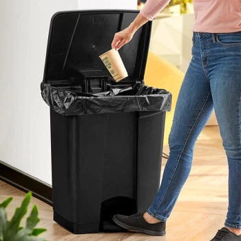 Lavex 72 Qt. / 18 Gallon Black Rectangular Step-On Trash Can