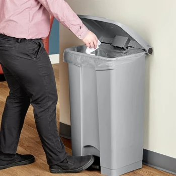Lavex 92 Qt. / 23 Gallon Gray Rectangular Step-On Trash Can