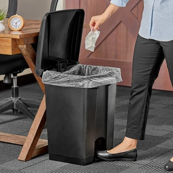 Lavex 48 Qt. / 12 Gallon Black Rectangular Step-On Trash Can