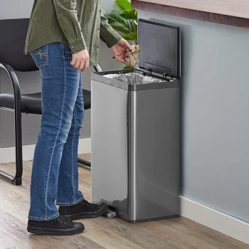 Rubbermaid® 2112520 12 Gallon Charcoal Stainless Steel Step-On Trash Can