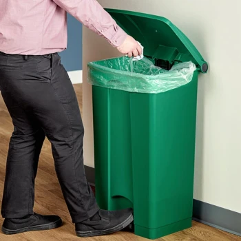 Lavex 92 Qt. / 23 Gallon Green Rectangular Step-On Trash Can