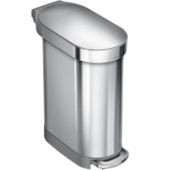 simplehuman CW2044 12 Gallon / 45 Liter Brushed Stainless Steel Slim Step-On Rectangular Trash Can