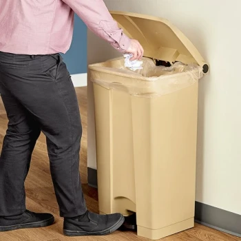 Lavex 92 Qt. / 23 Gallon Beige Rectangular Step-On Trash Can