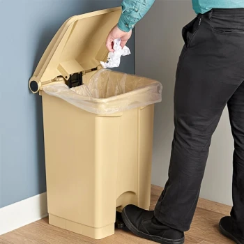 Lavex 48 Qt. / 12 Gallon Beige Rectangular Step-On Trash Can