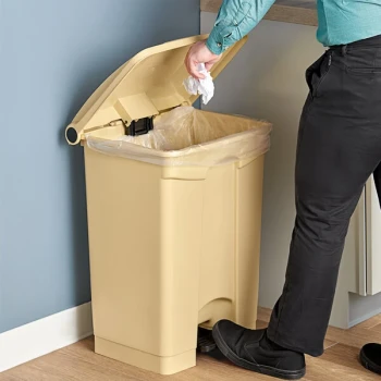 Lavex 72 Qt. / 18 Gallon Beige Rectangular Step-On Trash Can