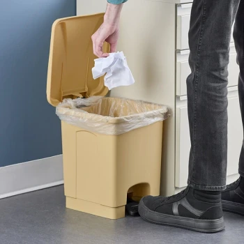 Lavex 16 Qt. / 4 Gallon Beige Rectangular Step-On Trash Can