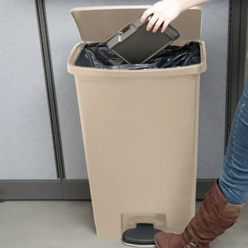 Rubbermaid® 1883460 Slim Jim Resin Beige Front Step-On Rectangular Trash Can - 72 Qt. / 18 Gallon