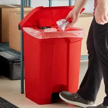 Lavex 48 Qt. / 12 Gallon Red Rectangular Step-On Trash Can