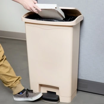 Rubbermaid® 1883458 Slim Jim Resin Beige Front Step-On Rectangular Trash Can - 52 Qt. / 13 Gallon