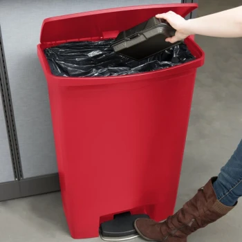 Rubbermaid® 1883570 Slim Jim Resin Red Front Step-On Rectangular Trash Can - 96 Qt. / 24 Gallon