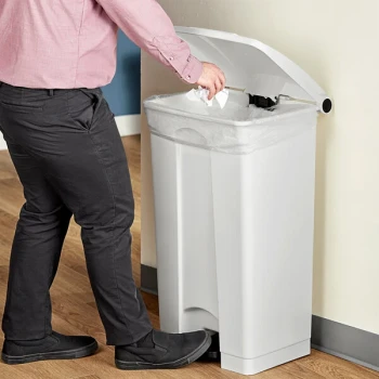 Lavex 92 Qt. / 23 Gallon White Rectangular Step-On Trash Can