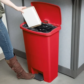 Rubbermaid® 1883566 Slim Jim Resin Red Front Step-On Rectangular Trash Can - 52 Qt. / 13 Gallon