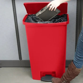 Rubbermaid® 1883568 Slim Jim Resin Red Front Step-On Rectangular Trash Can - 72 Qt. / 18 Gallon