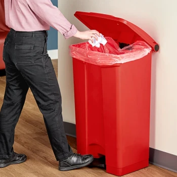 Lavex 92 Qt. / 23 Gallon Red Rectangular Step-On Trash Can