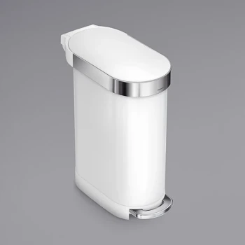 simplehuman CW2069 12 Gallon / 45 Liter White Stainless Steel Slim Step-On Rectangular Trash Can